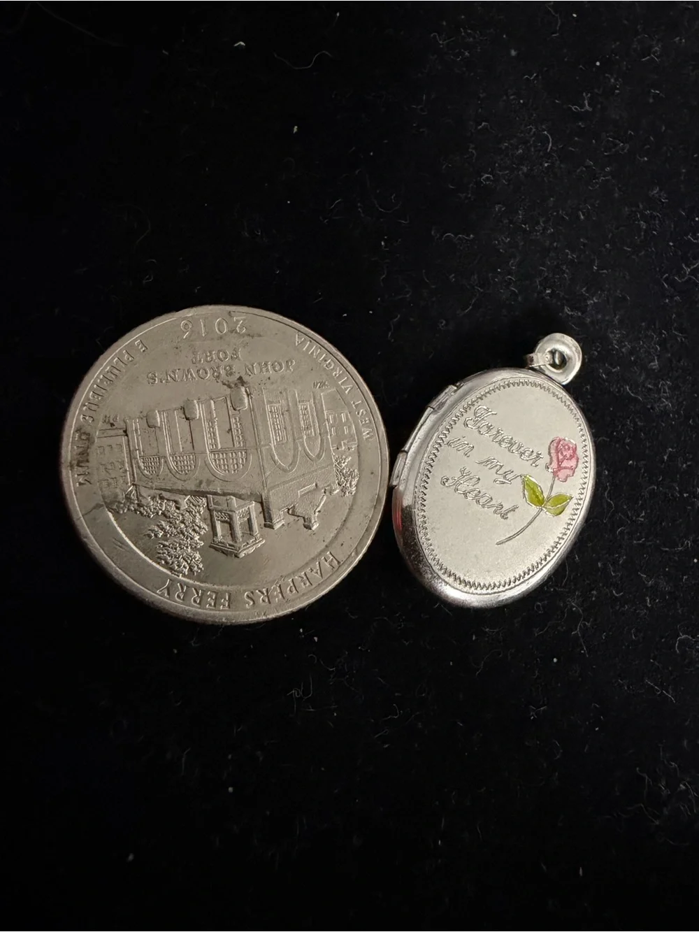 925 Sterling silver locket. “Forever in my heart.”